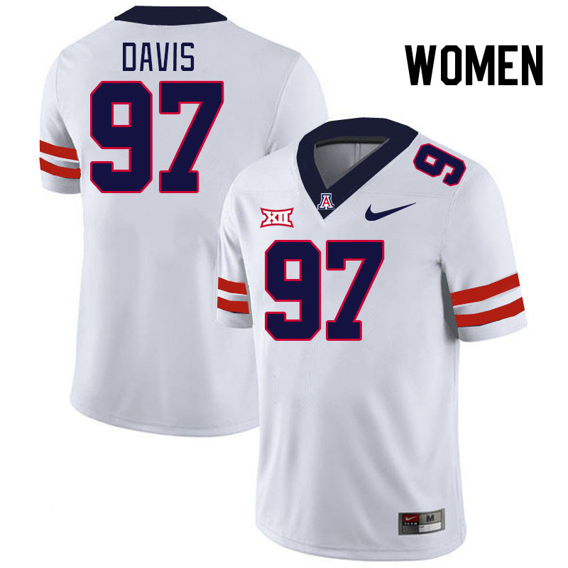 Women #97 Tristan Davis Arizona Wildcats Big 12 Conference College Football Jerseys Stitched-White